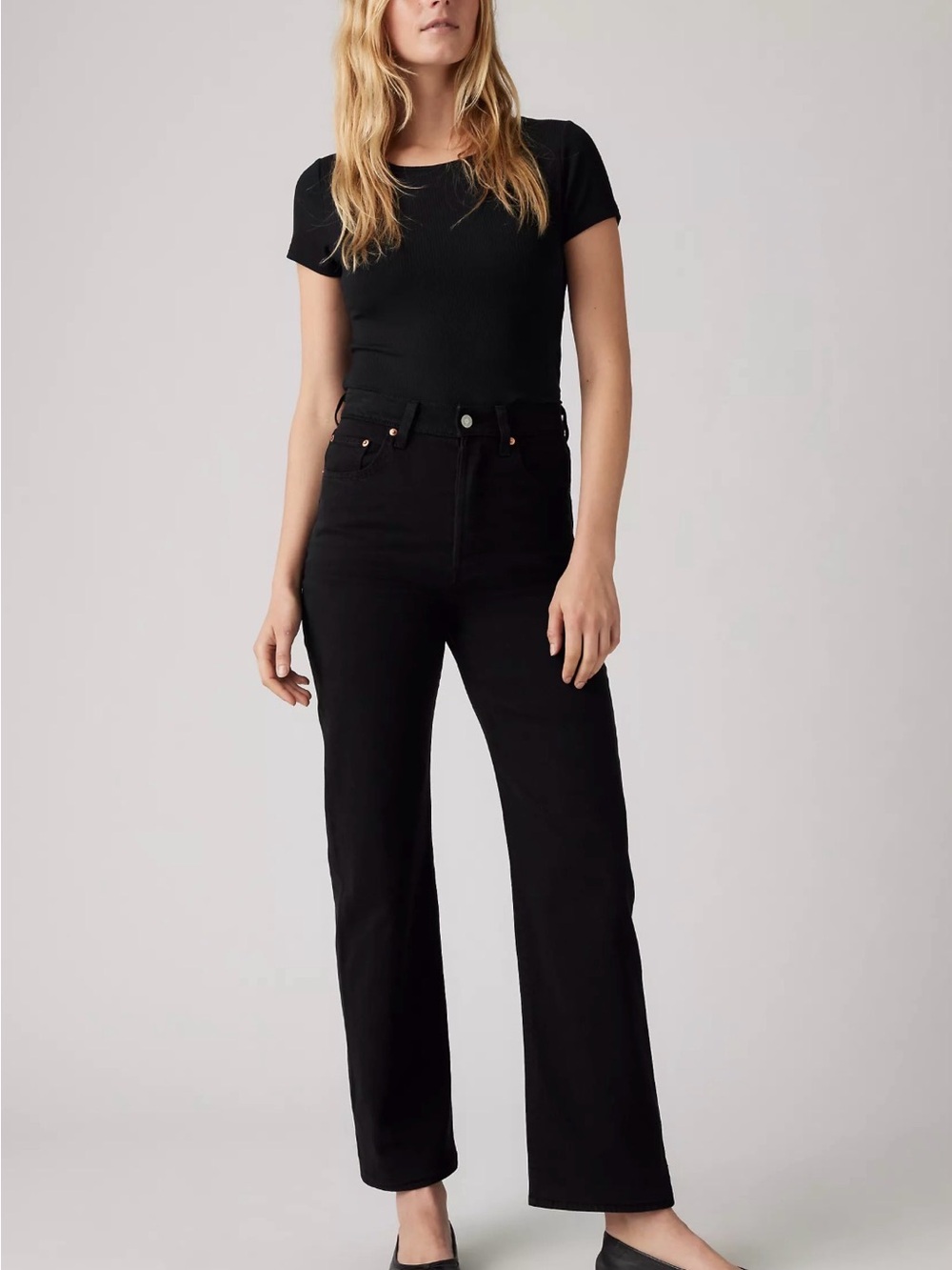 Black High-Rise Straight Women's Jeans - Picture 3 of 13